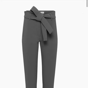 Wilfred Gray High Rise Tie Front Tapered Leg Pants